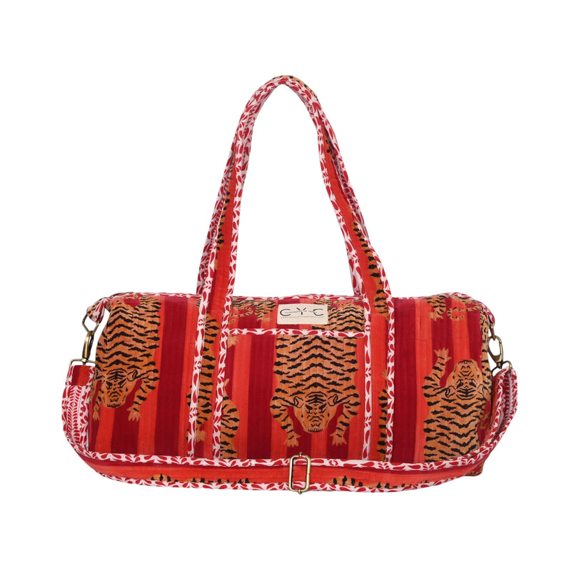 Bag Quilted Velvet Weekender Tibetan Tiger - Red