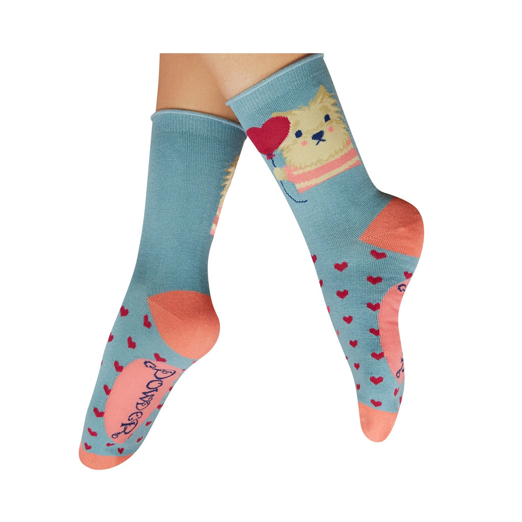 Socks Women's  Thoughtful Lover Puppy - Denim