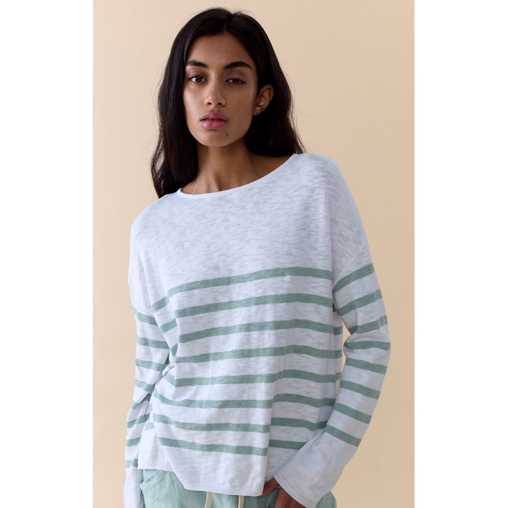Top Bobbie - Duck Egg & White
