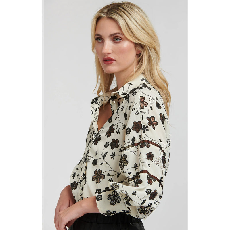 Top Charlotte Embroidered Shirt - Natural Black