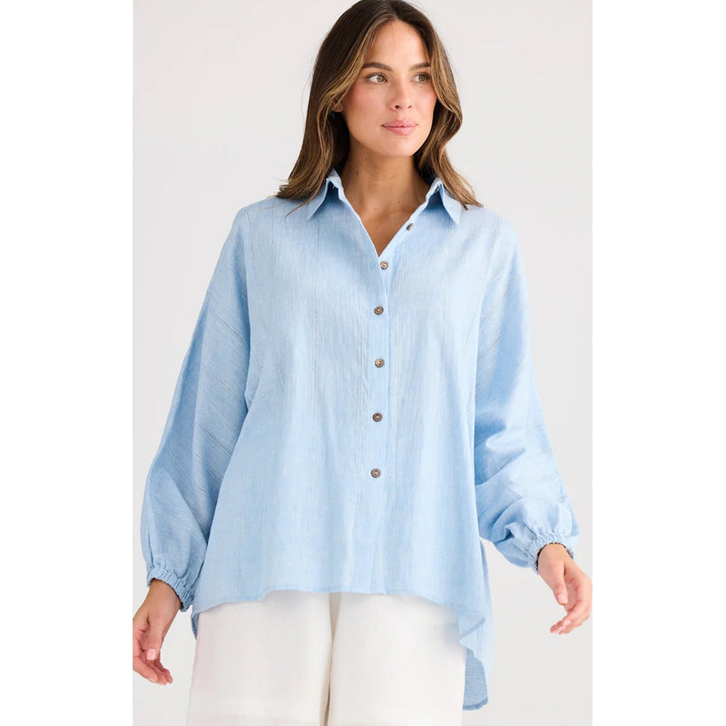 Top Cliffside Shirt - Blue Self Stripe