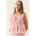 Top Esther Shirred Tank - Pink