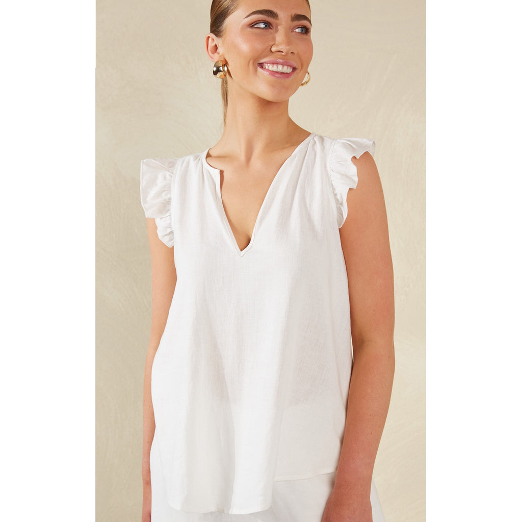 Top Florence Frill Tank - Bianco