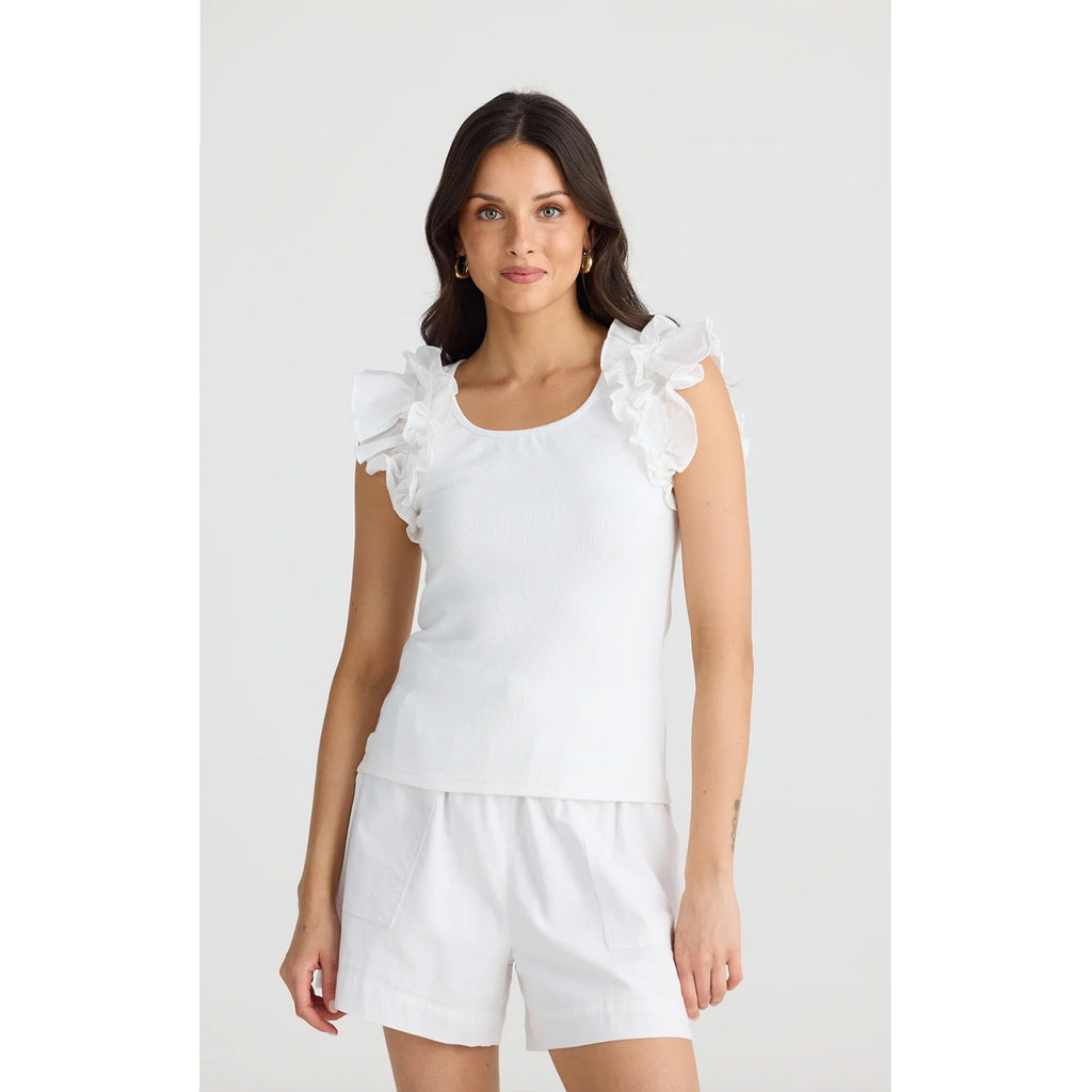 Top Frills Tank - White