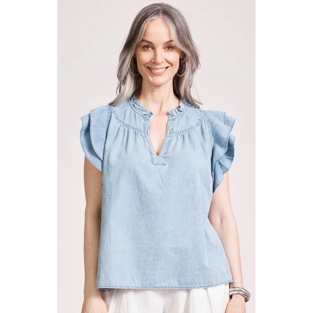 Top Melenia Denim Frill - Denim