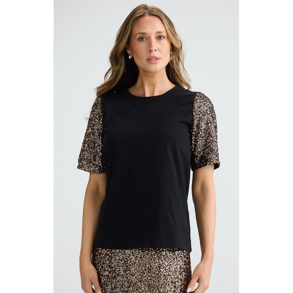 Top Ritz Tee - Bronze Sequin