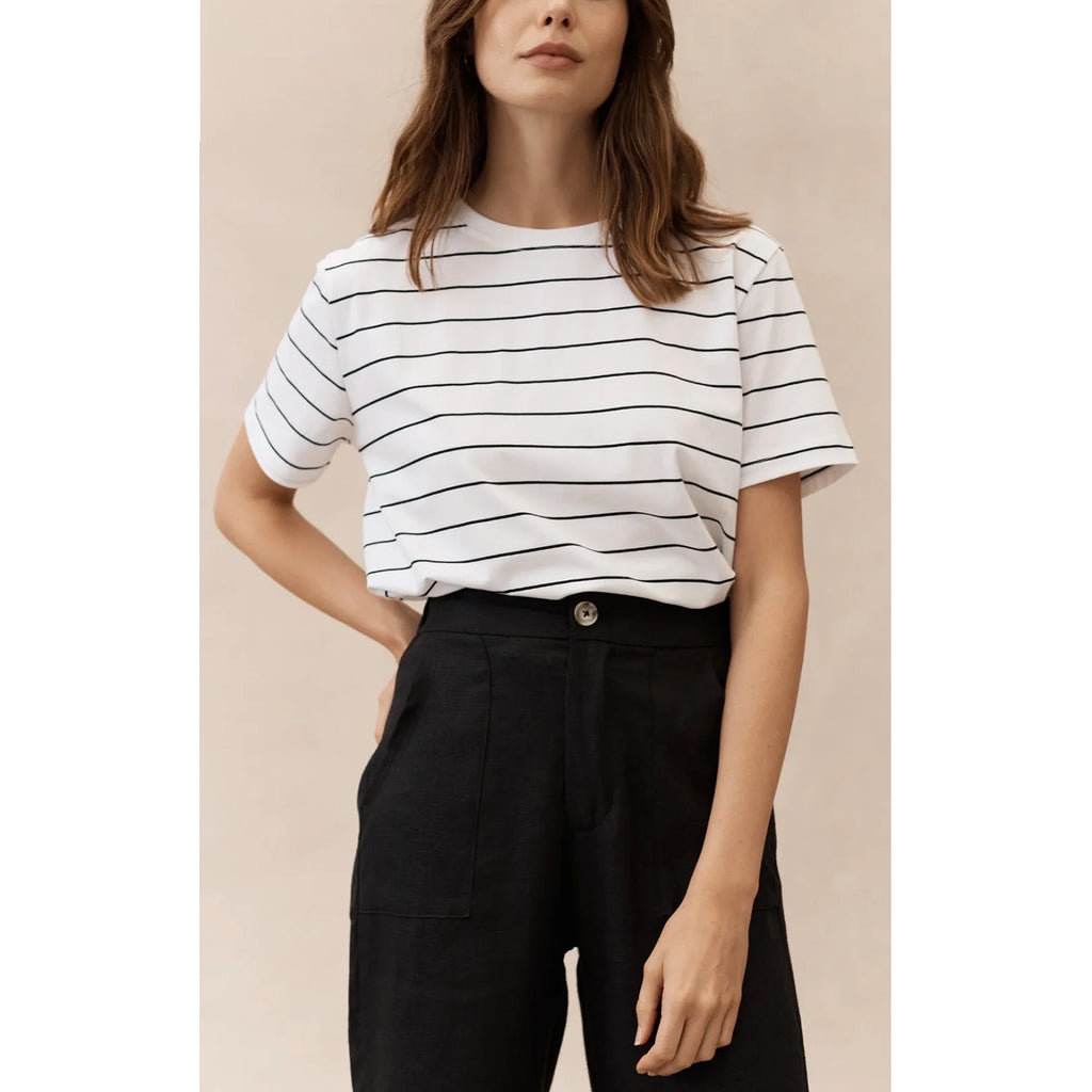 Top Stripe Athens Tee - White