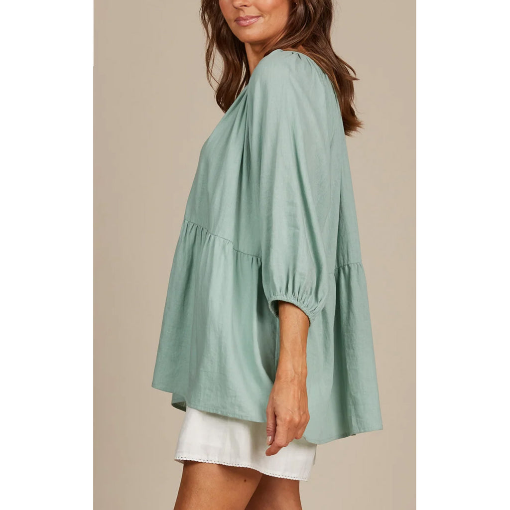 Top Amelie Button ONE SIZE - Seafoam