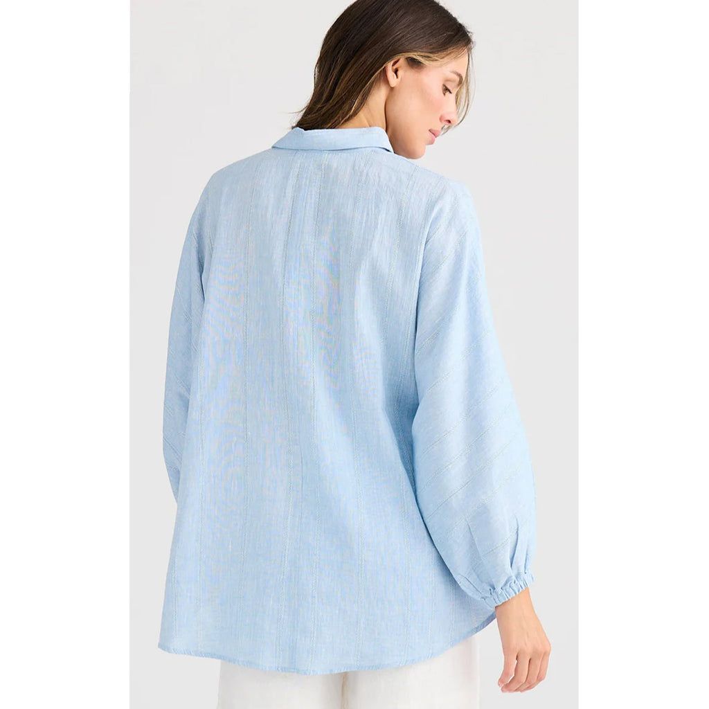 Top Cliffside Shirt - Blue Self Stripe