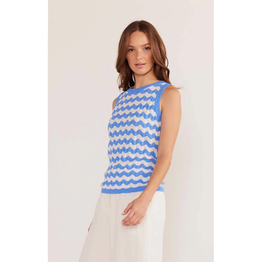 Top Dina Stripe Knit Tank  - Blue