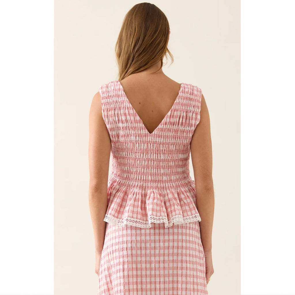 Top Esther Shirred Tank - Pink