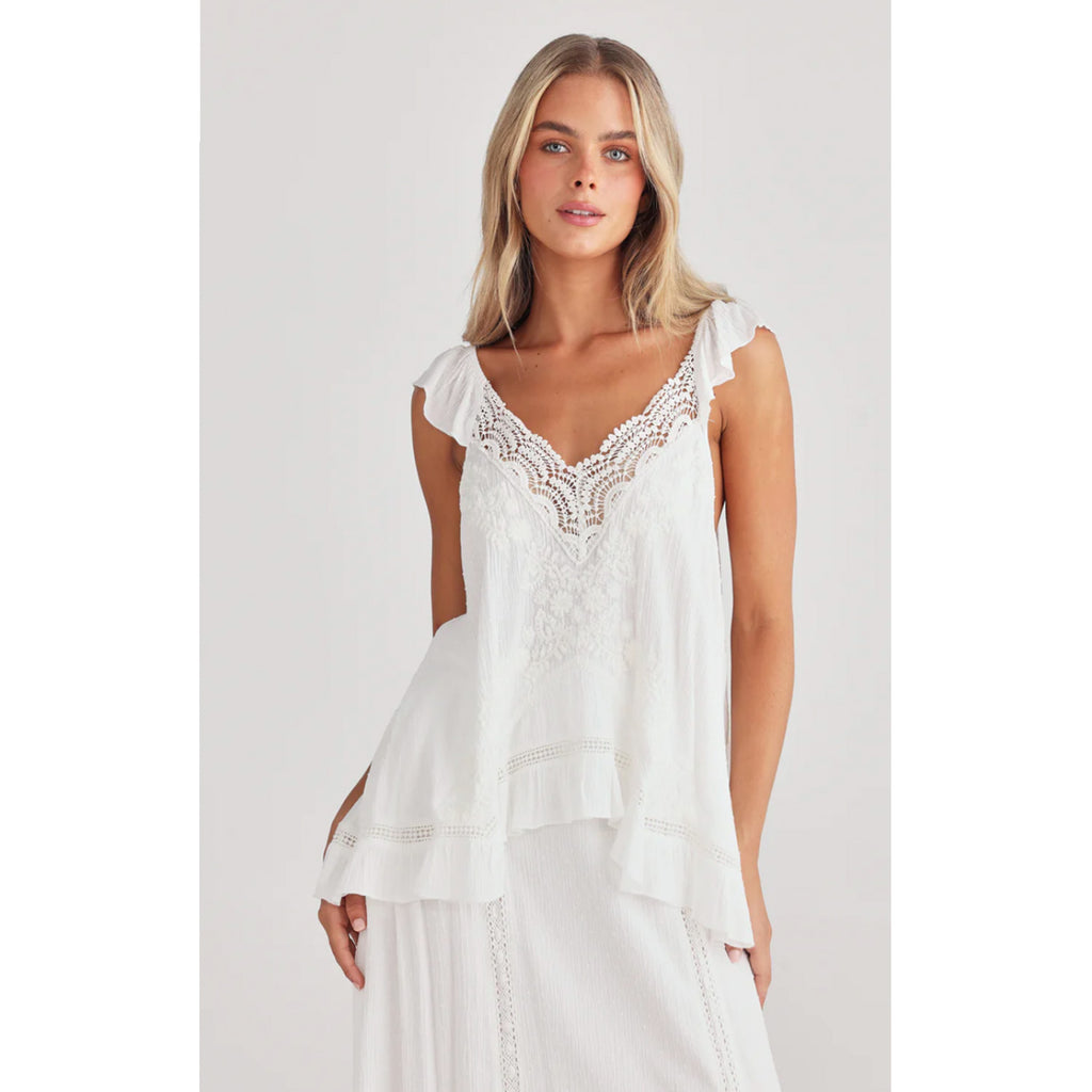 Top Exhale Cami - Off White Dobby