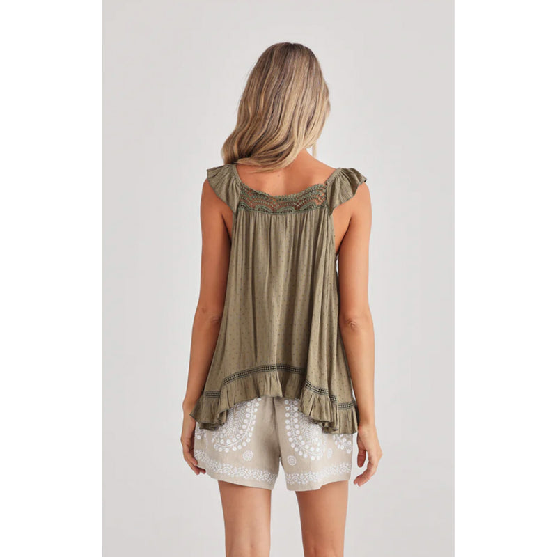 Top Exhale Cami - Olive Dobby