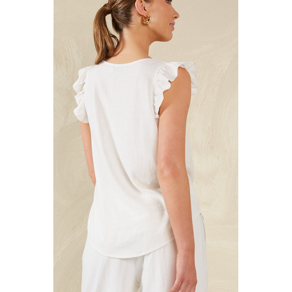 Top Florence Frill Tank - Bianco