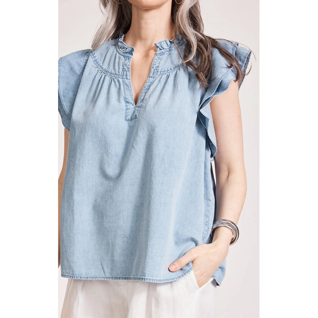 Top Melenia Denim Frill - Denim