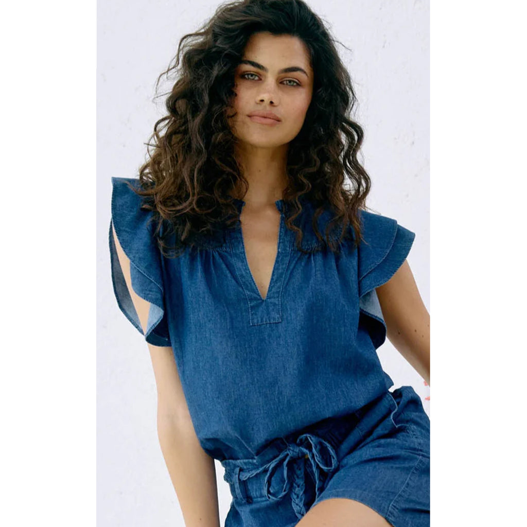 Top Melenia Denim Frill - Indigo