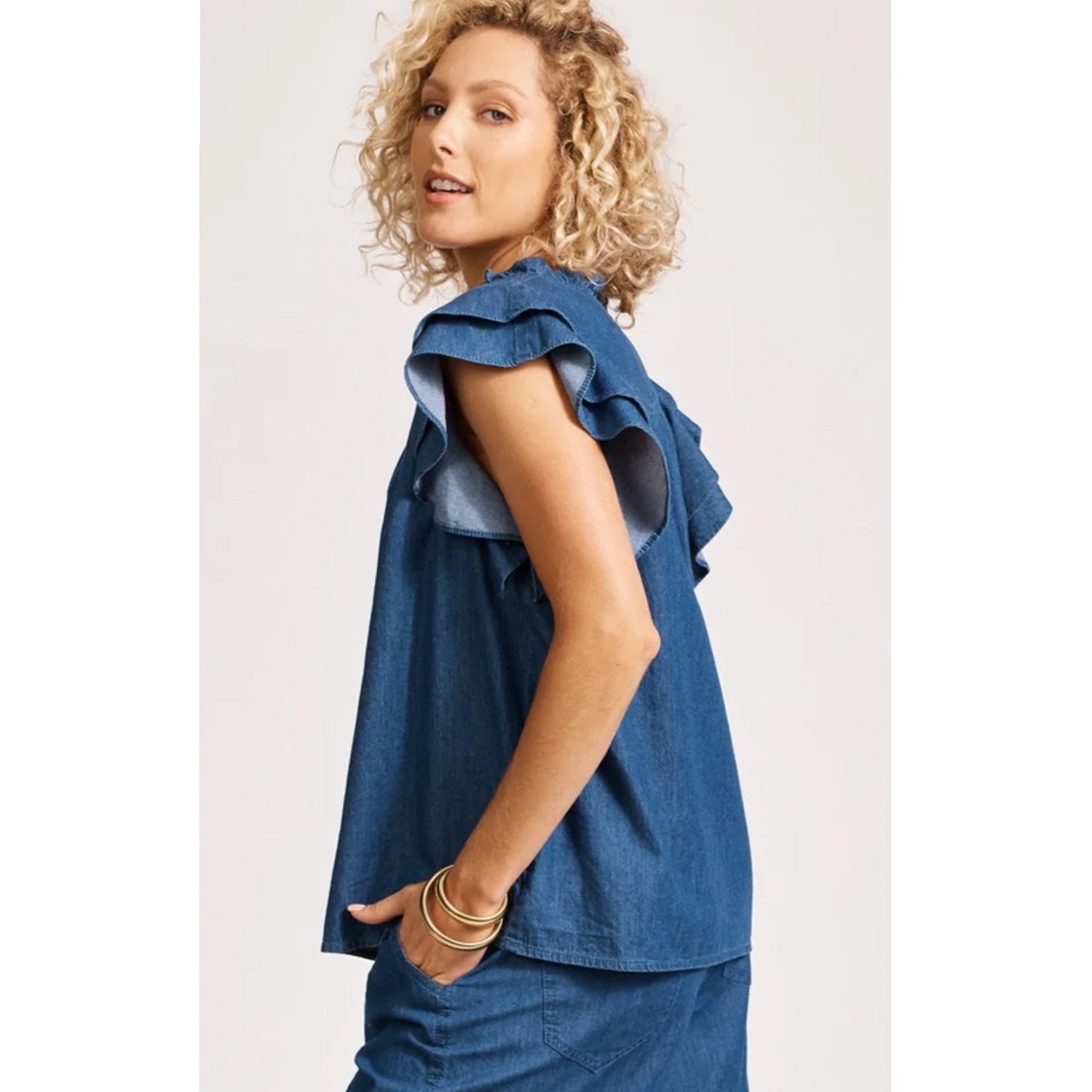 Top Melenia Denim Frill - Indigo