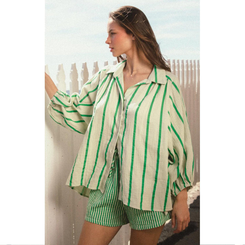 Top Monte Carlo Stripe Shirt - Green