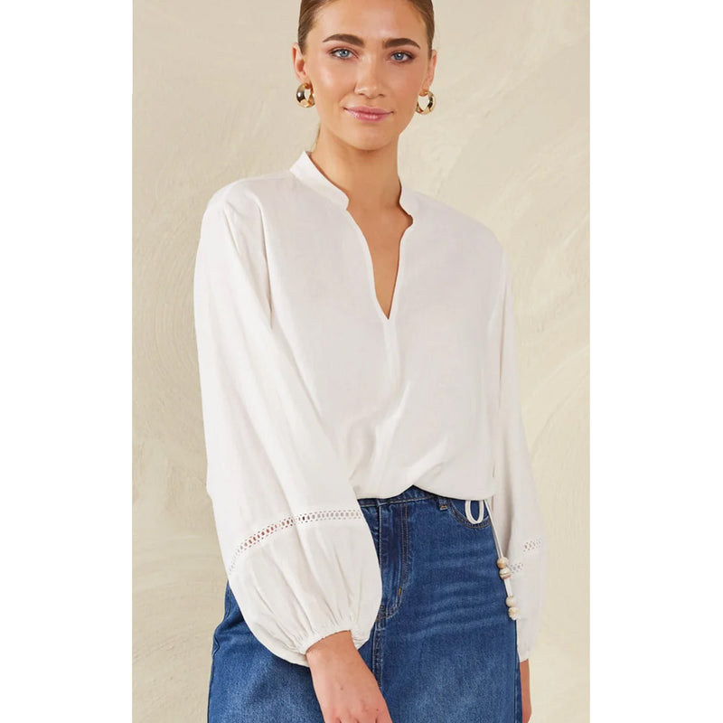 Top Sardinia Tie Blouse - Bianco