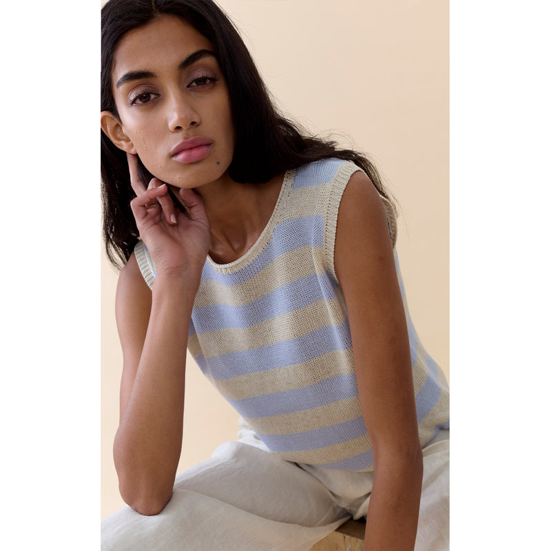 Top Sia Stripe Knit Tank - Blue