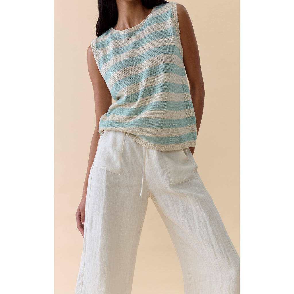 Top Sia Stripe Knit Tank - Duck Egg