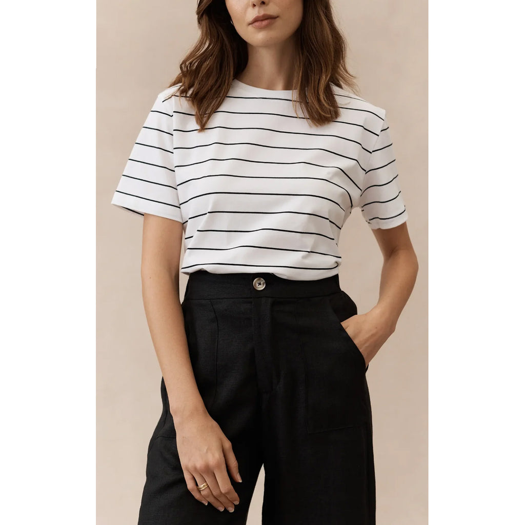 Top Stripe Athens Tee - White