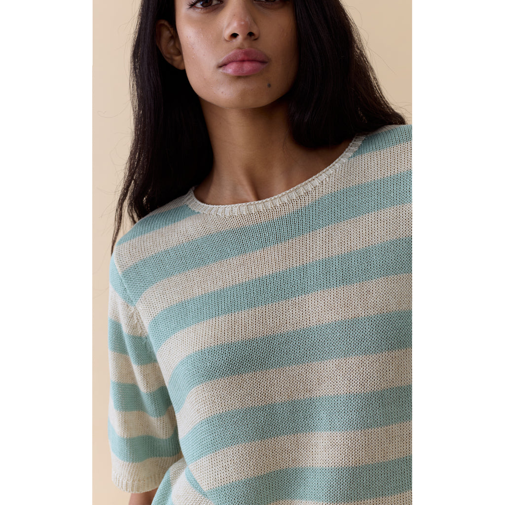 Top Stripe Summer Tee - Duck egg