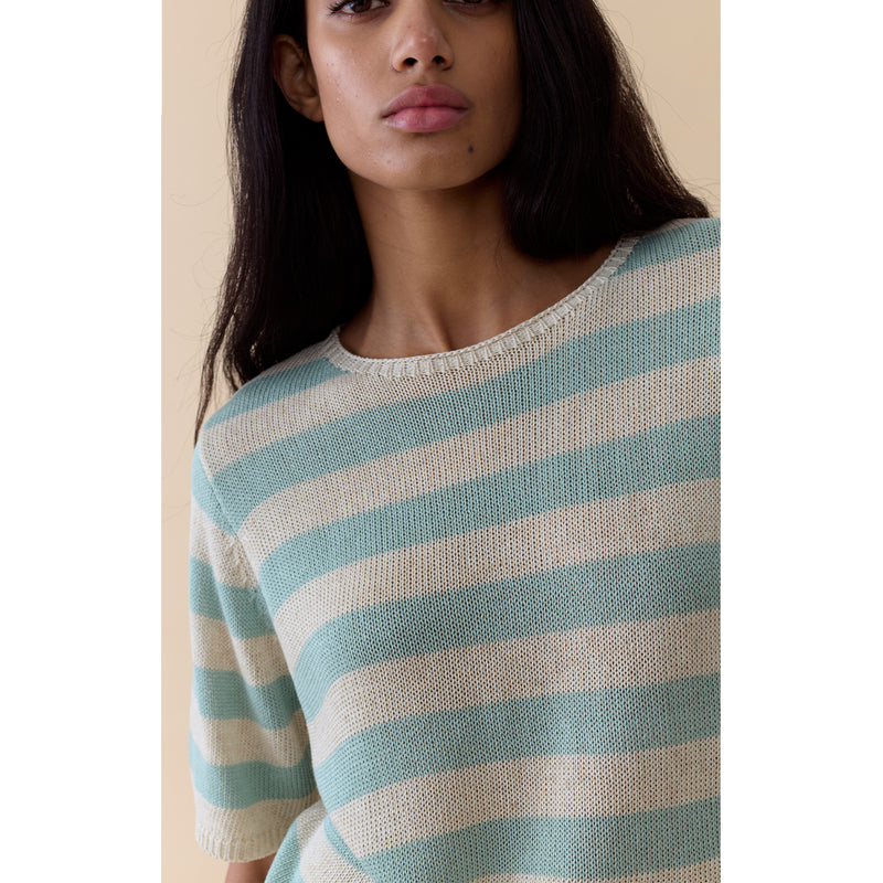 Top Stripe Summer Tee - Duck egg