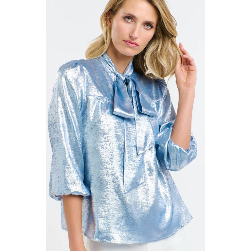 Top Summer Pussy Bow - Arctic Blue