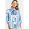 Top Summer Pussy Bow - Arctic Blue