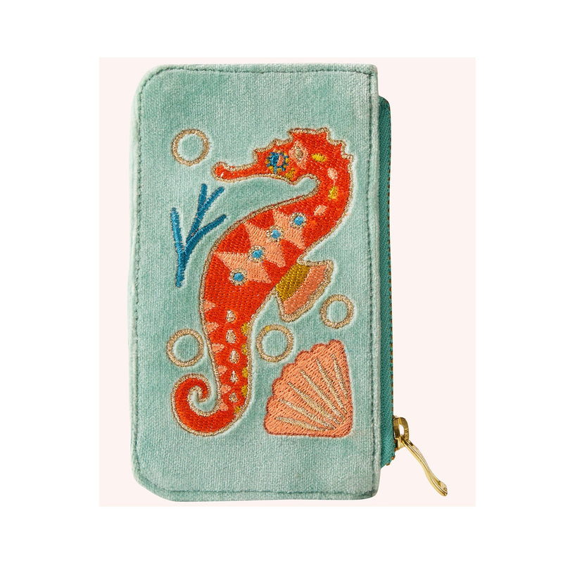 Card Holder Velvet - Sparkling Seahorse