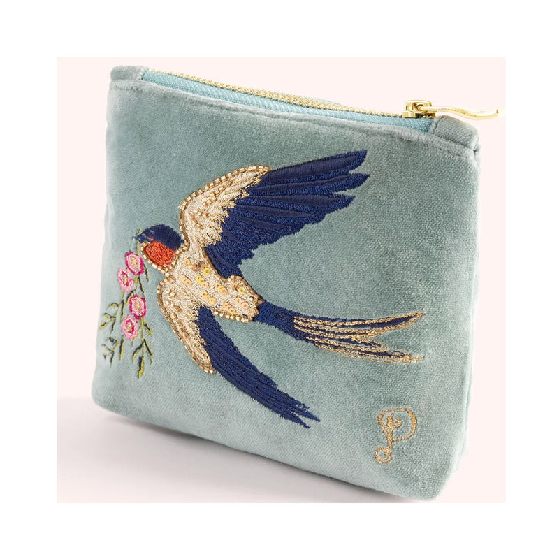 Pouch Velvet Mini - Swooping Swallows