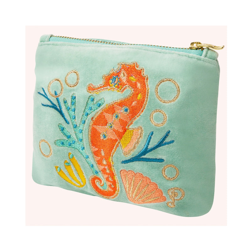 Pouch Velvet Mini - Sparkling Seahorse