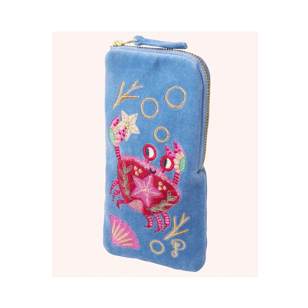Sunglasses Pouch Velvet -  Seafaring Crab