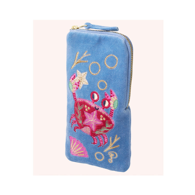 Sunglasses Pouch Velvet -  Seafaring Crab