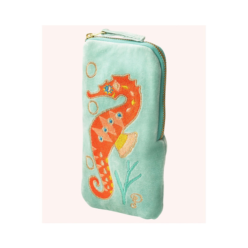Sunglasses Pouch Velvet - Sparkling Seahorse