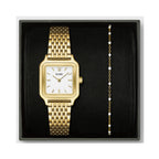 Watch Gift Set - Gracieuse Petite Gold Link & White Epoxy Bracelet