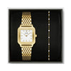 Watch Gift Set - Gracieuse Petite Gold Link & White Epoxy Bracelet