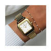 Watch Gift Set - Gracieuse Petite Gold Link & White Epoxy Bracelet