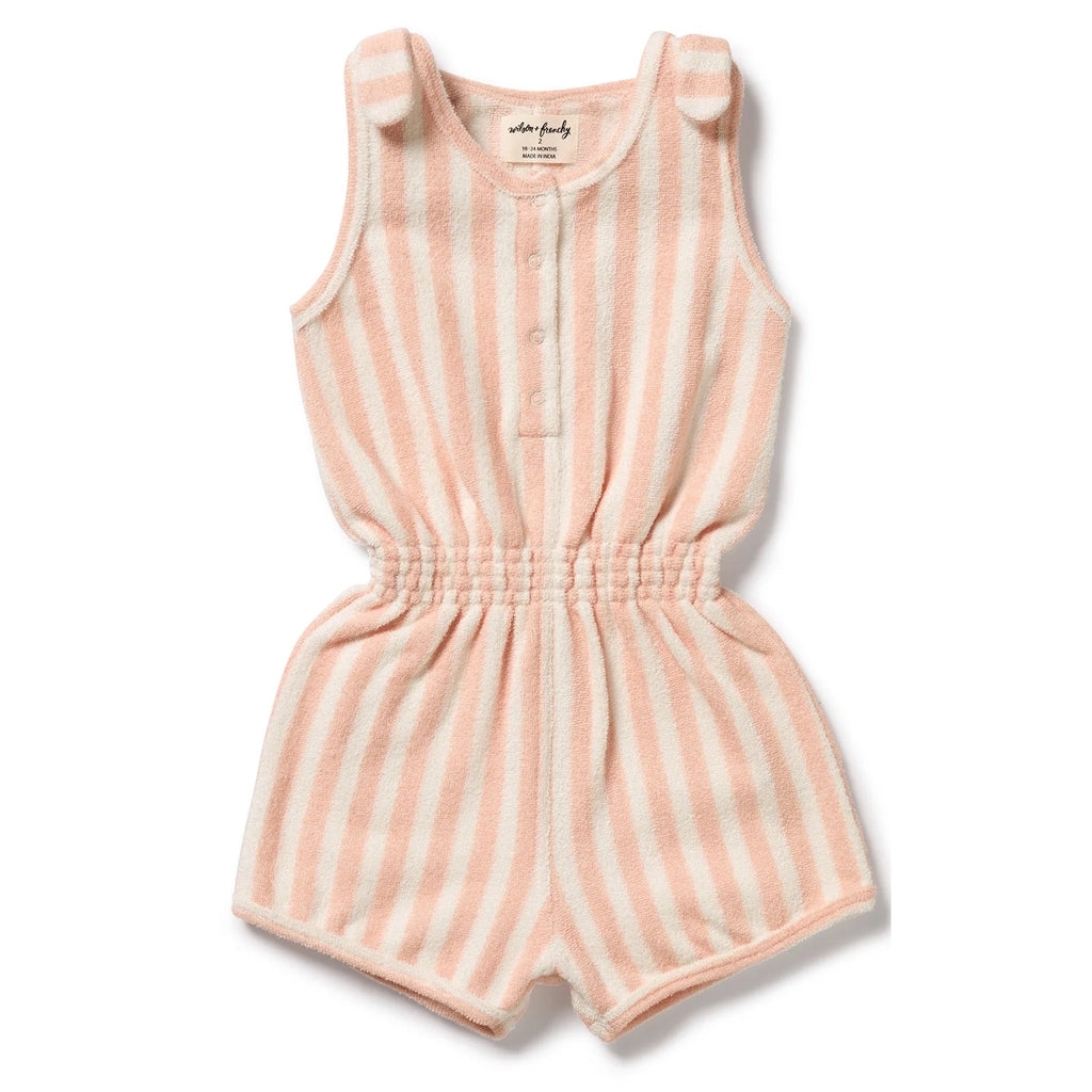 Baby Playsuit Terry - Strawberry Wave