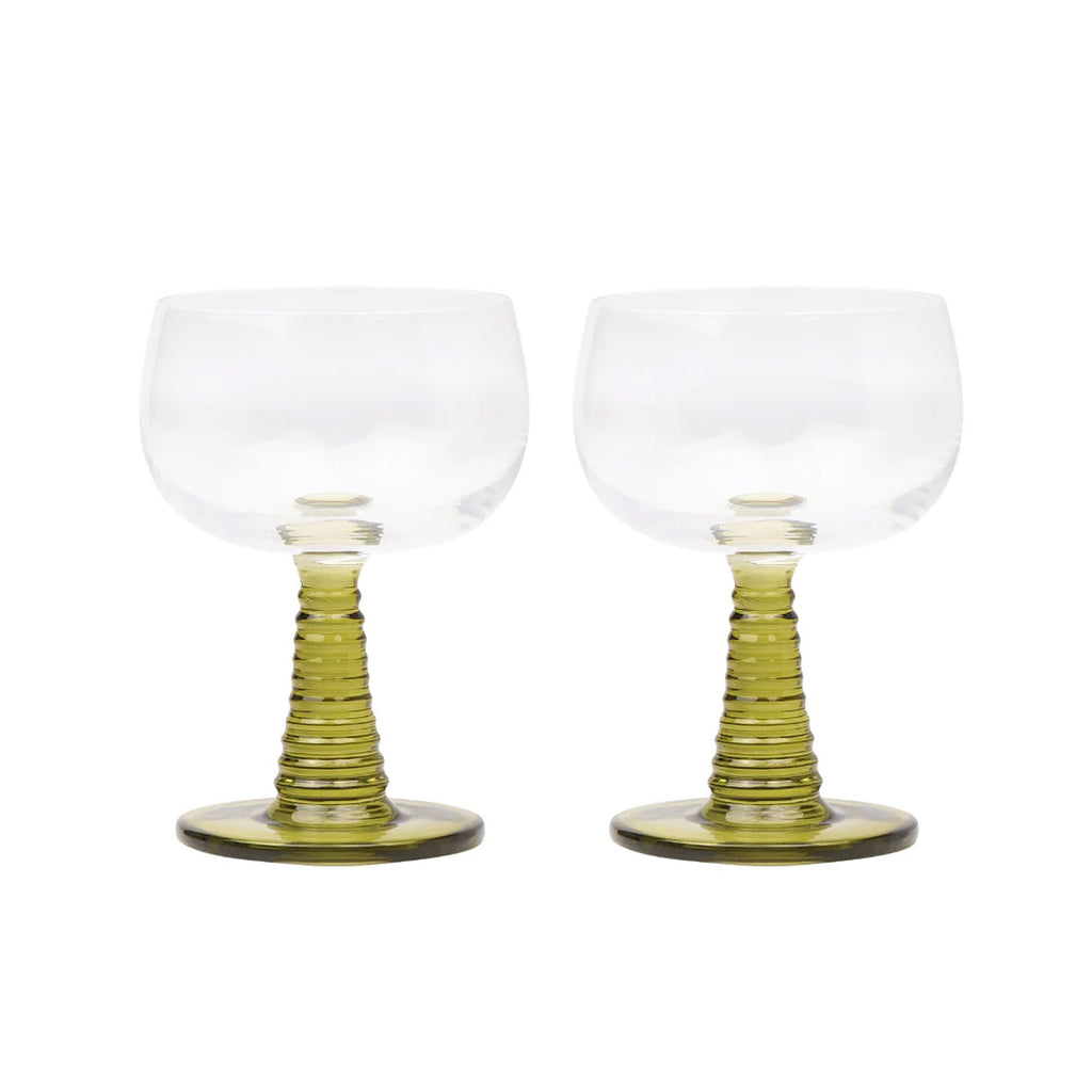 Wine Glasses Set 2 'The Romy' - Olive