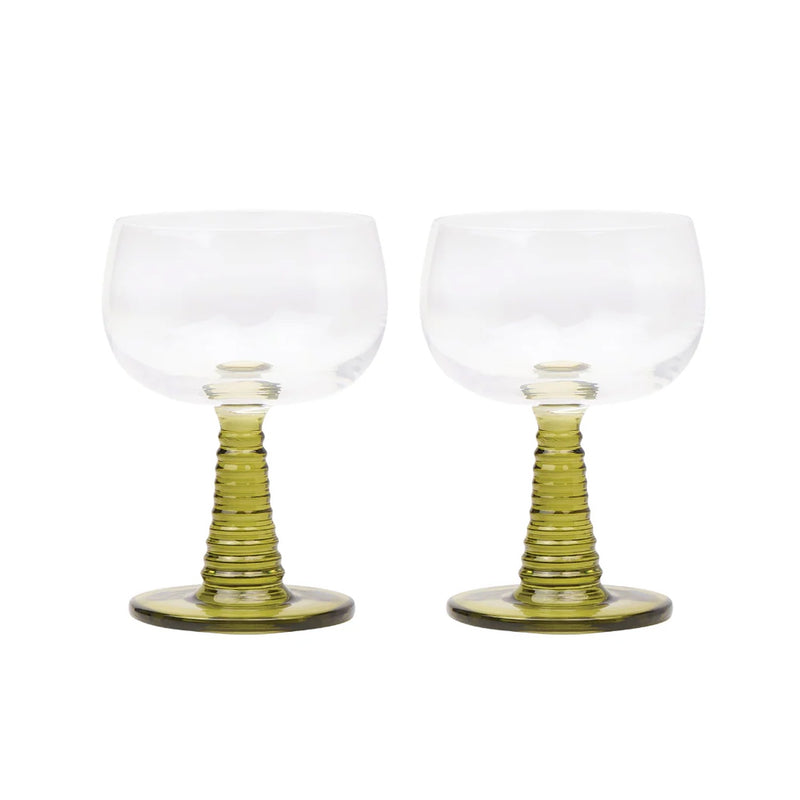 Wine Glasses Set 2 'The Romy' - Olive