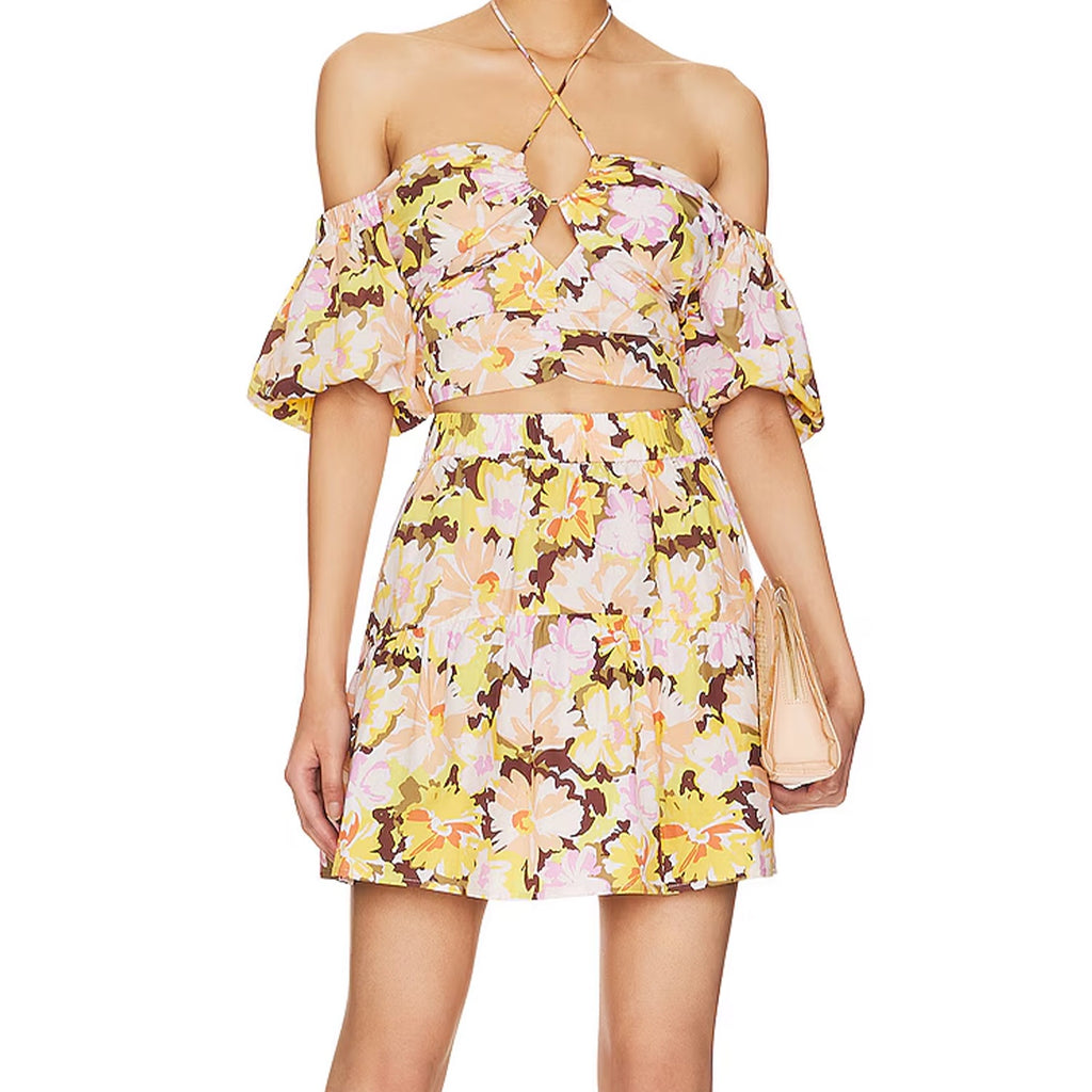 Skirt Zoey Midi - Brown Floral