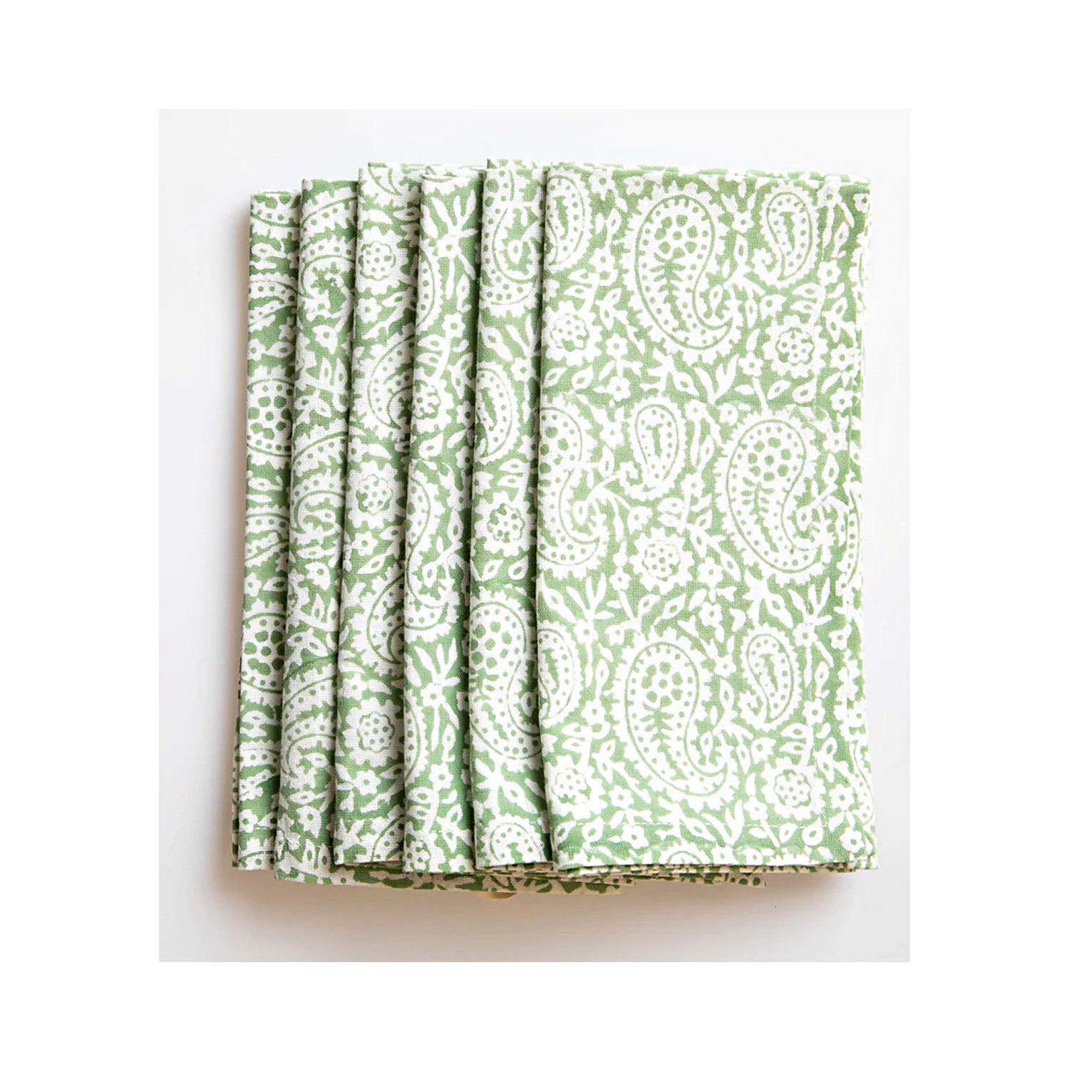 Napkin Set 4 Flower Paisley - Laurel Green