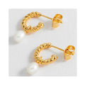 Earring Pearl Drop And Twist Hoop