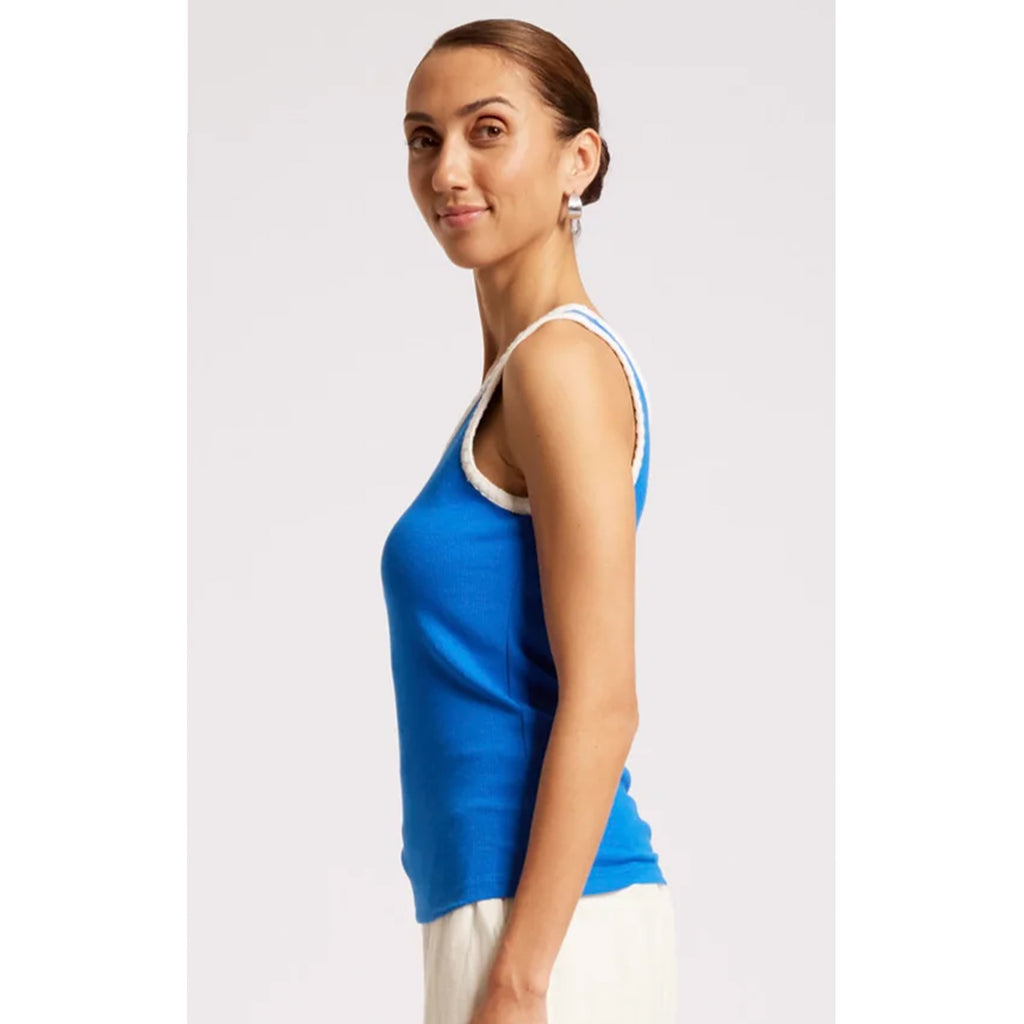 Tank Maris Stitched - Marine / White