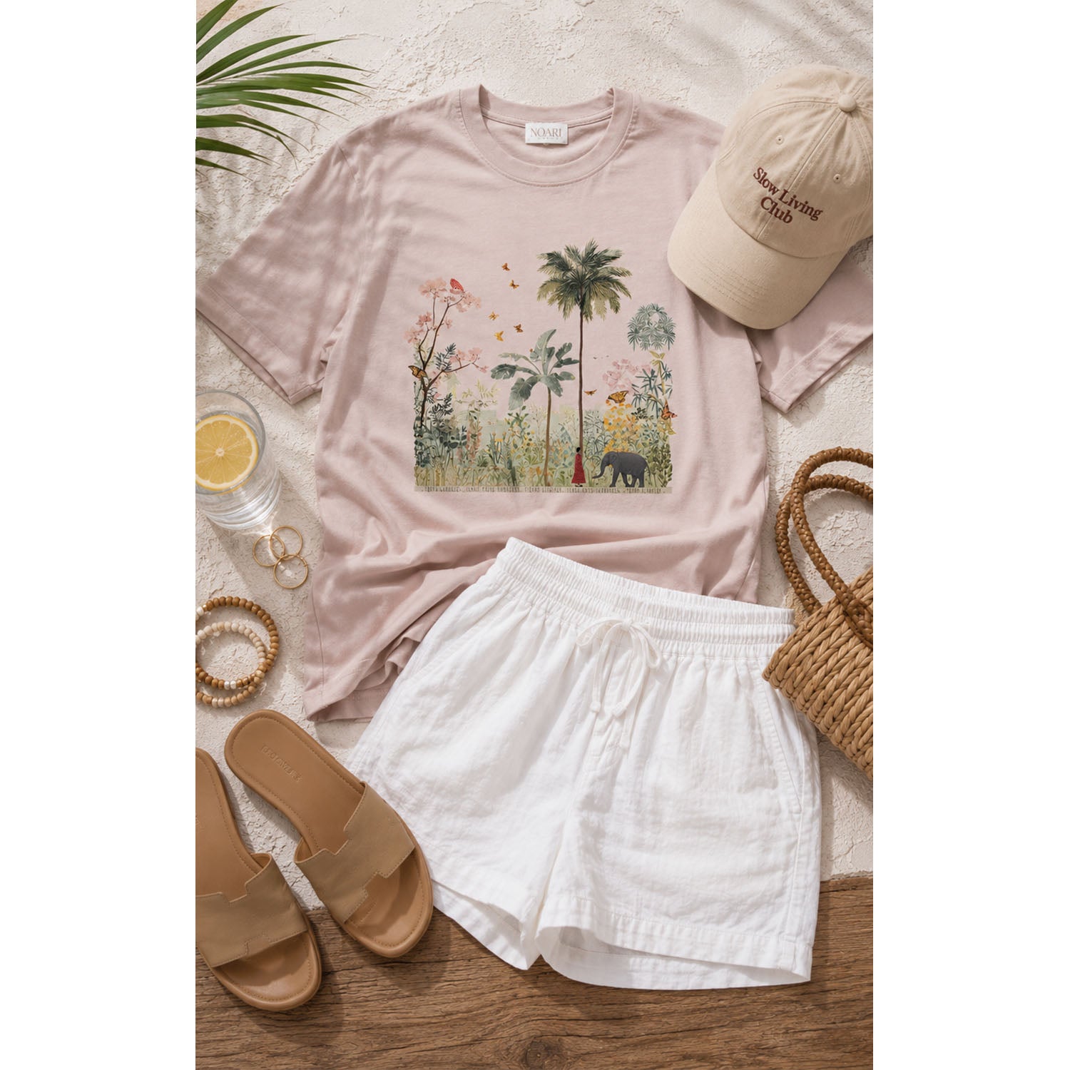TShirt Taupe - Girl & Elephant