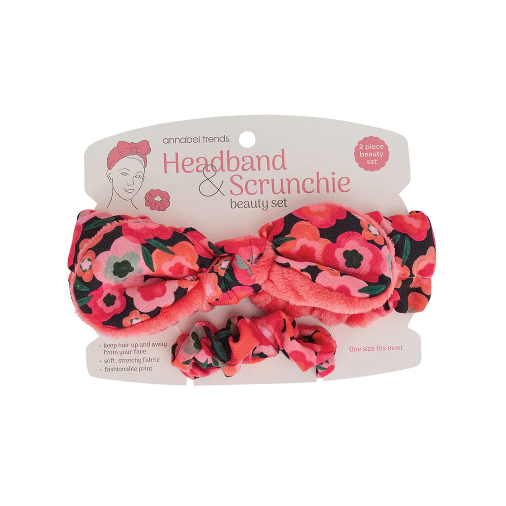 Headband & Scrunchie Set - Midnight Blooms