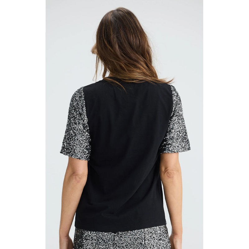 Top Ritz Tee - Black & Silver Sequin