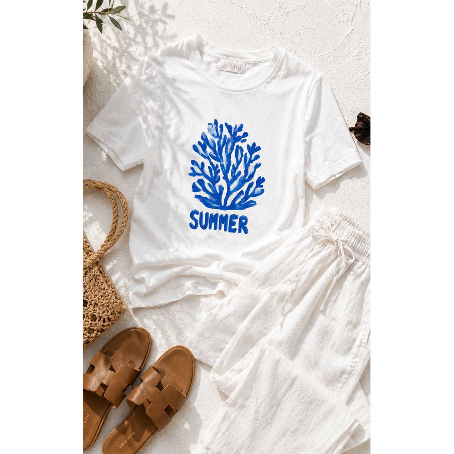 TShirt White - Blue Coral SUMMER